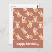 Happy Birthday Schattige Corgi Pattern voor Honden Briefkaart (Voorkant / Achterkant)