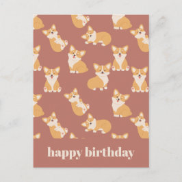 Happy Birthday Schattige Corgi Pattern voor Honden Briefkaart