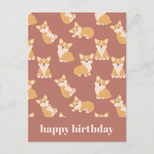 Happy Birthday Schattige Corgi Pattern voor Honden Briefkaart (Voorkant)