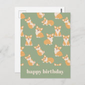 Happy Birthday Schattige Corgi Pattern voor Honden Briefkaart (Voorkant / Achterkant)