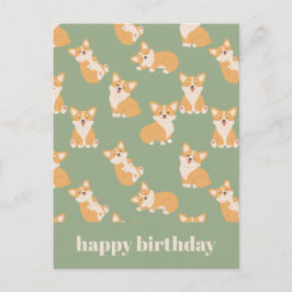 Happy Birthday Schattige Corgi Pattern voor Honden Briefkaart