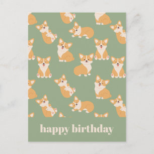 Happy Birthday Schattige Corgi Pattern voor Honden Briefkaart