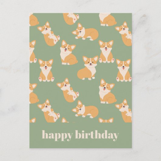 Happy Birthday Schattige Corgi Pattern voor Honden Briefkaart (Voorkant)