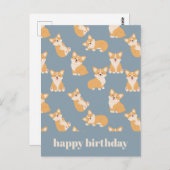 Happy Birthday Schattige Corgi Pattern voor Honden Briefkaart (Voorkant / Achterkant)