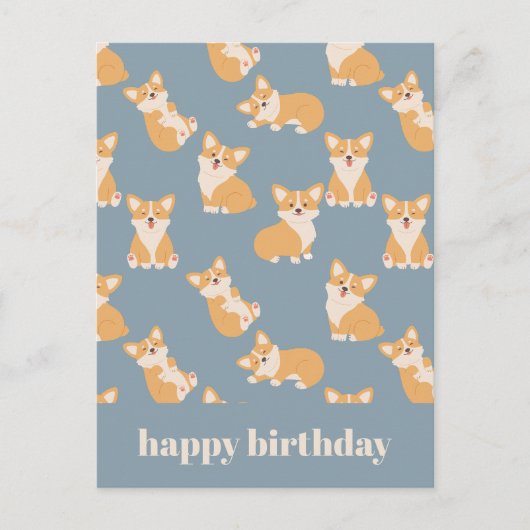 Happy Birthday Schattige Corgi Pattern voor Honden Briefkaart (Voorkant)