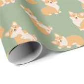 Happy Birthday Schattige Corgi Pattern voor Honden Cadeaupapier (Rol Hoek)