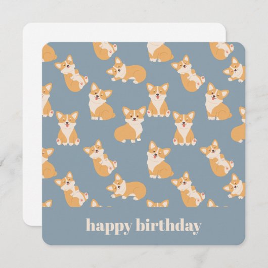 Happy Birthday Schattige Corgi Pattern voor Honden Kaart (Voorkant / Achterkant)