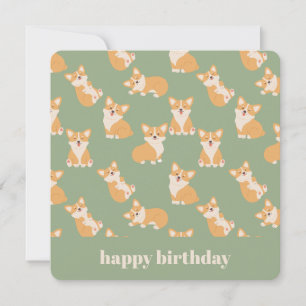 Happy Birthday Schattige Corgi Pattern voor Honden Kaart