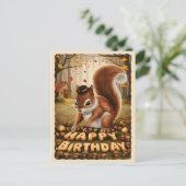 Happy Birthday Schattige  Eekhoorn Briefkaart (Staand voorkant)