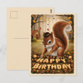 Happy Birthday Schattige  Eekhoorn Briefkaart (Voorkant / Achterkant)