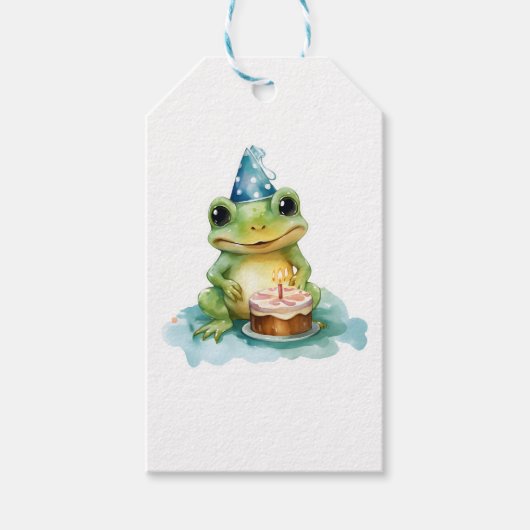 Happy Birthday Schattige frog Cadeaulabel (Voorkant)
