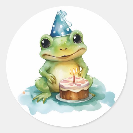 Happy Birthday Schattige frog Ronde Sticker (Voorkant)