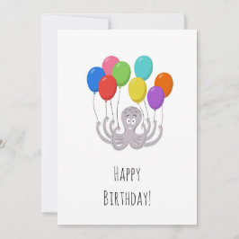 Happy Birthday Schattige Funny Cartoon Octopus Bal