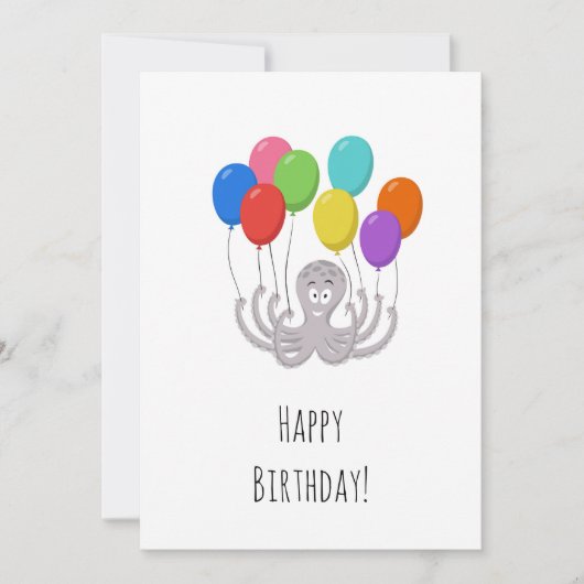Happy Birthday Schattige Funny Cartoon Octopus Bal (Voorkant)