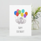 Happy Birthday Schattige Funny Cartoon Octopus Bal (Staand voorkant)