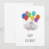 Happy Birthday Schattige Funny Cartoon Octopus Bal (Voorkant / Achterkant)