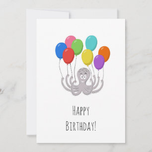 Happy Birthday Schattige Funny Cartoon Octopus Bal