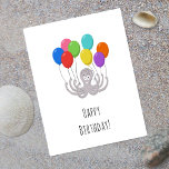 Happy Birthday Schattige Funny Cartoon Octopus Bal Briefkaart<br><div class="desc">Schattigee cartoon Octopus glimlacht en houdt acht kleurrijke ballonnen in elke tentakel. Geweldig Happy Birthday-Briefkaart om naar vrienden en geliefden te sturen,  vooral naar de kinder. Aarzel niet om contact met me op te nemen via Zazzle als je hulp nodig hebt om deze kaart te personaliseren.</div>