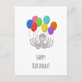 Happy Birthday Schattige Funny Cartoon Octopus Bal Briefkaart (Voorkant)