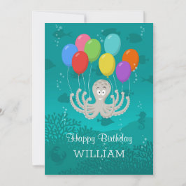Happy Birthday Schattige Funny Octopus Cartoon Bal