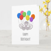 Happy Birthday Schattige Funny Octopus Cartoon Bal Kaart (Gele Bloem)