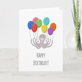 Happy Birthday Schattige Funny Octopus Cartoon Bal Kaart