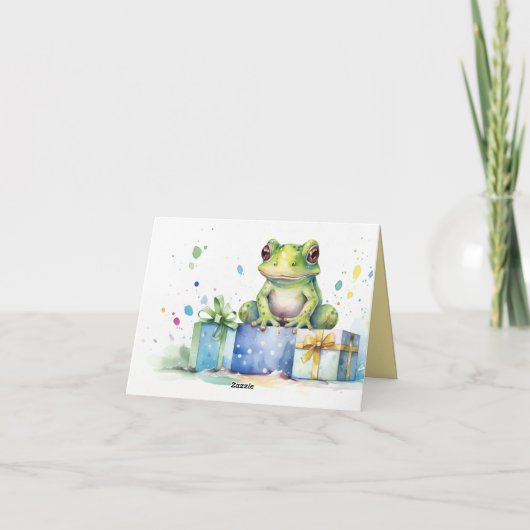 Happy Birthday Schattige Groene kikker met ingepak (Achterkant)