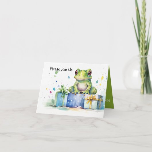 Happy Birthday Schattige Groene kikker met ingepak (Voorkant)