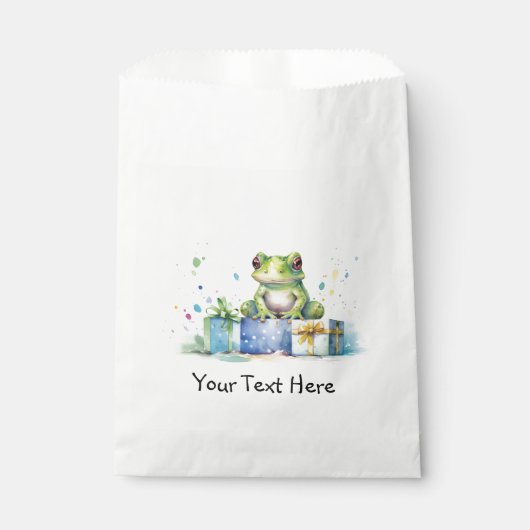 Happy Birthday Schattige Groene kikker met ingepak Bedankzakje (Voorkant)