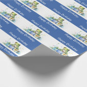Happy Birthday Schattige Groene kikker met ingepak Cadeaupapier (Hoek)