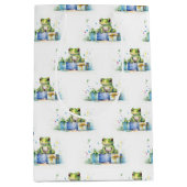 Happy Birthday Schattige Groene kikker met ingepak Medium Cadeauzakje (Voorkant)