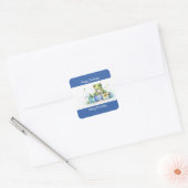 Happy Birthday Schattige Groene kikker met ingepak Vierkante Sticker (Envelop)