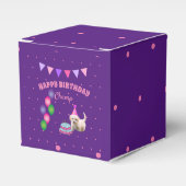 Happy Birthday schattige hond met taartpillen Bedankdoosjes (Voorkant Zijde)