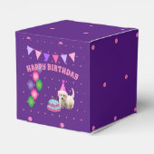 Happy Birthday schattige hond met taartpillen Bedankdoosjes (Achterkant)