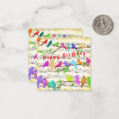 Happy Birthday Schattige Kleurrijke Musical Birds Notitiekaartje (Voorkant / Achterkant in situ)