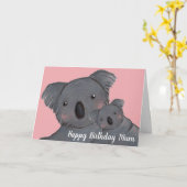 Happy Birthday schattige koala moeder & baby Kaart (Gele Bloem)