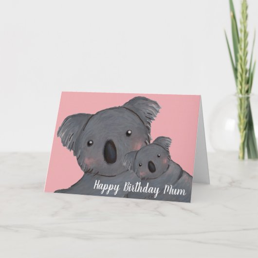 Happy Birthday schattige koala moeder & baby Kaart (Voorkant)