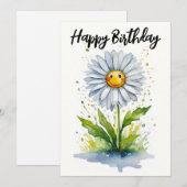 Happy Birthday Schattige Lachend Daisy Feestdagenkaart (Voorkant / Achterkant)