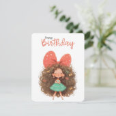 Happy Birthday Schattige Meisje Feestdagenkaart (Staand voorkant)