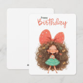 Happy Birthday Schattige Meisje Feestdagenkaart (Voorkant / Achterkant)