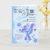 Happy Birthday Schattige Mum Kaart blauw bloemen s (Gele Bloem)