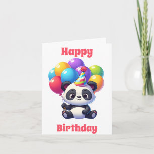Happy Birthday Schattige Panda met Ballonnen Kaart
