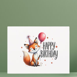 Happy Birthday - Schattige Red Fox Briefkaart