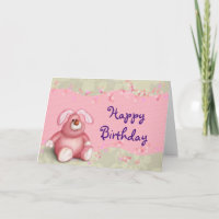 Happy Birthday Schattige roze konijn met hartjes