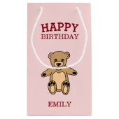 Happy Birthday Schattige Teddy Bear Klein Cadeauzakje (Achterkant)