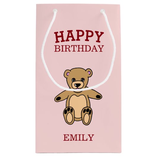 Happy Birthday Schattige Teddy Bear Klein Cadeauzakje (Achterkant)