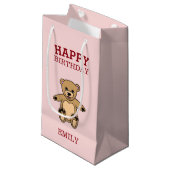Happy Birthday Schattige Teddy Bear Klein Cadeauzakje (Voorkant Gekanteld)