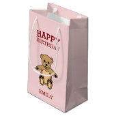 Happy Birthday Schattige Teddy Bear Klein Cadeauzakje (Achterkant Gekanteld)