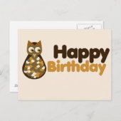 Happy Birthday Schattige Uil Design Briefkaart (Voorkant / Achterkant)