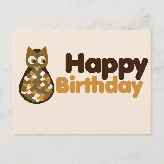Happy Birthday Schattige Uil Design Briefkaart (Voorkant)